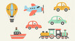 © inung - Transportation icons for kids and children.