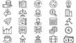 © Amna - Business and Finance Vector Icon Set: 25 Minimalist Black Line Icons including Money, Law, Office, Technology, and Professional Avatars for Web, Mobile, and Corporate Graphic Design Projects.