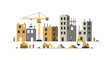 © Aji - Construction Site Flat Design: Buildings, Cranes, Excavators & Workers