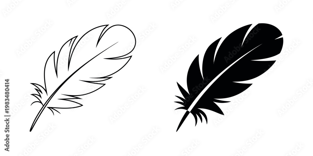 Feather icon modern vector illustration bird feather symbol outline and ...