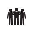 © Shathi - Three silhouetted figures with arms around each other representing unity on transparent background