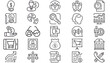 © Sanjida - Vector Icon Set of 25 Black Minimalist Business and Finance Symbols: Piggy Bank, Money, Growth Charts, Strategy, Marketing, Technology, Legal, and Communication Icons for Web and Graphic Design.