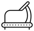 © MDRakibul - Minimalist black line art treadmill vector icon illustration for fitness, gym, and health concepts. Clean scalable symbol of a running machine exercise equipment isolated on white background.