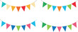 © EdGe Creative - Colorful triangular bunting flags hanging decoration for party celebration festive banner garland cartoon vector illustration set
