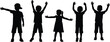 © Samiruddin - Children silhouettes in different poses celebrating.