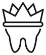 © Rabia - Minimalist black line art vector icon of a tooth wearing a royal crown, symbolizing dental excellence, premium oral healthcare, and professional dentistry services on a white background.