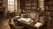 © SanyBRZ - a focused environment for self-education and academic growth. Realistic illustration with expansive composition, balanced layout,