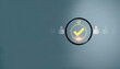 © MDAlAmin - A digital graphic featuring a glowing yellow check mark within a circular frame, symbolizing verified status. Abstract human icons are subtly blurred in the background, suggesting a team or community
