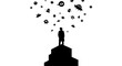 © Deriel - Man standing on a pedestal with creative thoughts.
