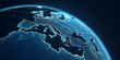© Artificial South - A digital illustration of the world highlighting Europe from space. The image evokes a sense of connectivity and global awareness