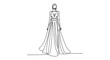 © Nur - elegant woman wearing a flowing floor-length gown rendered as a continuous line art illustration for fashion design