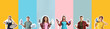 © Pixel-Shot - Set of different people with irons on color background