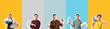 © Pixel-Shot - Set of different people with irons on color background