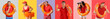 © Pixel-Shot - Collage of beach rescuers on color background