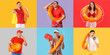 © Pixel-Shot - Collage of lifeguards on color background