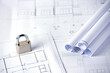 © Rassarin - A key lock on several drawings for the project engineer jobs
