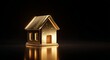 © gdgaffar - Golden house model on black background with reflection real estate investment luxury property concept 3D render