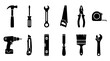 © Irtiko - Black and white vector illustration of various hand tools