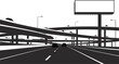 © Sume - Urban highway overpass vector illustration with cars and layered bridges, modern city infrastructure perspective design detailed