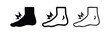 © liubomir118809 - Foot pain icon, symbol of plantar fasciitis, arch discomfort, or sole injury, set of three styles.