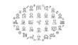 © Mst Rahema Begum - Modern circular worker line icons with professions tools and occupation symbols editable stroke vector set