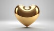 © eshita - Abstract gold heart with organic fluid shapes and high gloss metallic reflection on light background