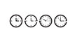 © md - Four clock icons, showing different times and time passage, symbolizing time management and schedule.