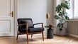 © nicole - Vintage sitting room corner with dark furniture and white wall