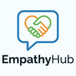 © Abdus - Empathy logo with handshake inside speech bubble for counseling support and social connection
