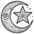 © Олександр Лисак - Intricate Crescent Moon with Star and Celestial Ornaments Symbol of Night Sky and Mysticism