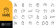 © vectsolo - Hand Gesture Line Icons Set. Touch, Click, Swipe, Finger, Like, Thumbs Up Symbols Editable Stroke