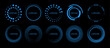 © klyaksun - Futuristic hud interface, glowing circular tech elements, neon targeting circles, and digital loading progress bars, abstract vector icons isolated. Sci fi game screens and holographic ui panels