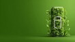 © Aris Suwanmalee - A green can covered in lush leaves, symbolizing sustainability.