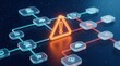 © Pinit - Complex technology workflow concept with an AI automation process and a red error warning sign.