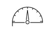© MSTLILIMA - Minimalist Dashboard Gauge Vector Icon with Editable Stroke. Clean black line illustration of a semicircular speedometer, performance meter, or dial on white background for UI design and web apps.