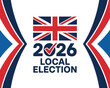 © Mujahid - United kingdom local election 2026 banner featuring union jack flag and check mark icon on transparent grid background for voters.