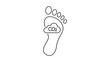 © UMMEFARHANA - Minimalist carbon footprint vector icon illustration with a black line outline of a foot and a CO2 cloud, symbolizing environmental impact, greenhouse gas emissions, and climate change awareness.