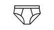 © Rana Rana - Men's Briefs or Swimsuit Vector Icon Illustration. Minimalist flat line art design of male underwear, swimming trunks, or briefs. Scalable AI-generated graphic for fashion and apparel themes.