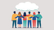 © EdiArtX - A diverse group of people standing arm in arm.  They are gathered together in a show of solidarity. A speech bubble is shown above them