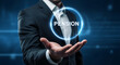 © Zain khan - A businessman holding a glowing blue circle with the word pension in his hand