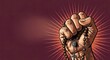 © Nataly - Fist holding rosary beads with radiant background showcasing faith and spirituality. Bold display of rosary exemplifies devotion and strength, representing deep spiritual connection.