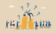 © Nazma - Financial bankruptcy the illustration is modern, flat design with clean lines and minimal shading teams together concept, businessman investor falling from stack of unstable money coins