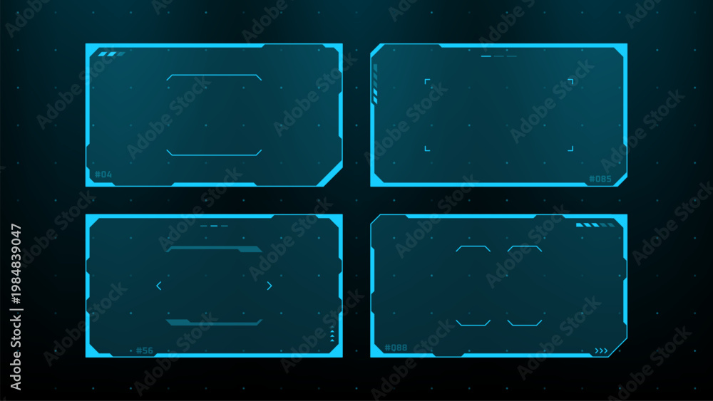 Set of blue hud vector graphics frames for digital interface design ...