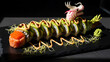 © Saieem - Dragon roll sushi with avocado and spicy mayo garnished with roe eel sauce