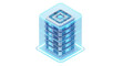 © tasu - Futuristic server stack with blue circuits and microchips on transparent background for technology and data storage concepts transparent background