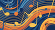 © PhotoAziz - Dynamic abstract illustration celebrating International Jazz Day with flowing musical notes and vibrant, rhythmic wave patterns