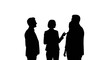 © Riyadkingline - Three silhouettes engaged in a professional conversation with one gesturing isolated on transparent background, Vector