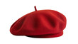 © Maria - Red felt beret with a small stem, isolated on transparent background