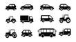 © Design_Studio - Black silhouette icons of various vehicles cars trucks vans and tractors