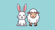 © gugun - Cute cartoon rabbit and sheep friends.